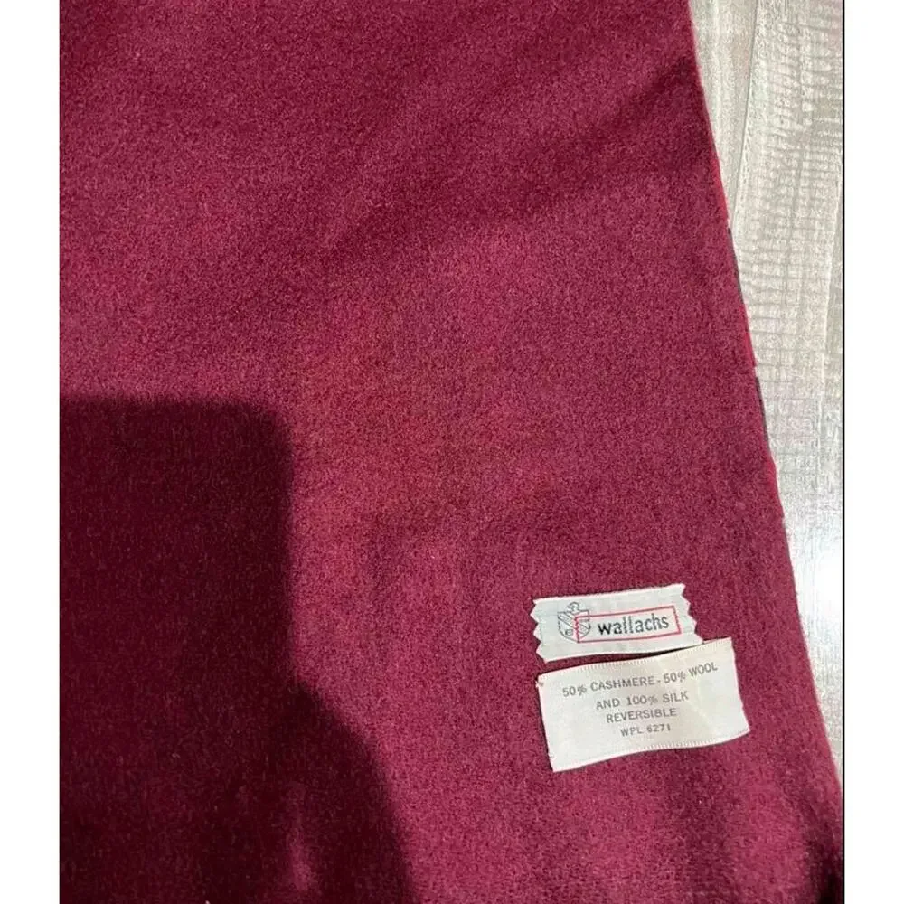 wallachs Wraps Women CASHMERE WOOL Silk Red Black scarf One Size A000363